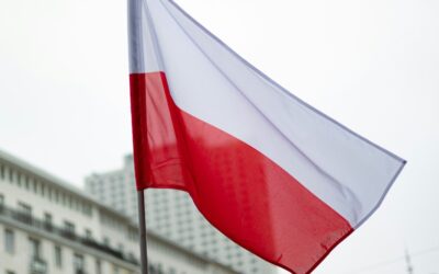 The polish flag waves in the breeze