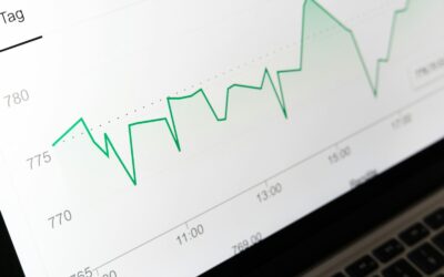 stock market chart displayed on laptop screen