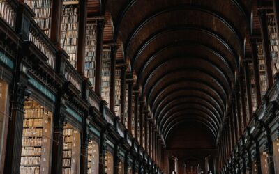 landscape photo of library hallway